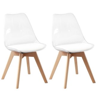 Esszimmerstuhl AMALIA 2er Set transparent/weiss/natur