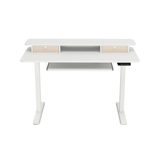 Stehpult elektrisch mit Ablage + Tastaturfach 120 x 60 cm weiss