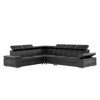 Ecksofa Leder CRISTIANO links/rechts schwarz