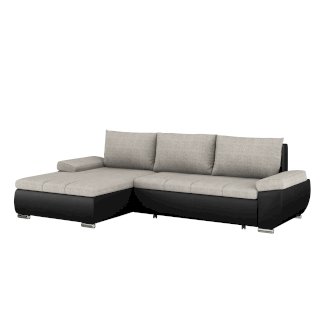 Ecksofa mit Schlaffunktion KIRA links schwarz/grau