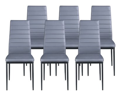 Esszimmerstuhl Leder TIM 6er Set grau