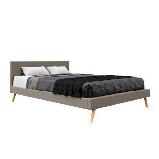 Lederbett ELVAR 160 x 200 cm taupe