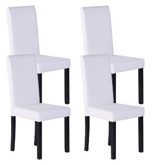 Esszimmerstuhl Leder NICK 4er Set weiss