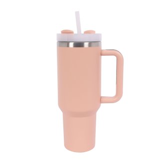 Thermobecher mit Strohhalm 1.1L rosa