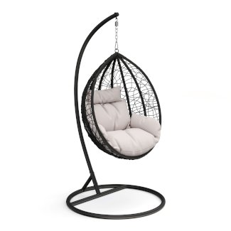 Hängesessel mit Gestell PANAMA schwarz/beige