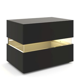 Nachttisch LED LUCA mit 2 Schubladen schwarz