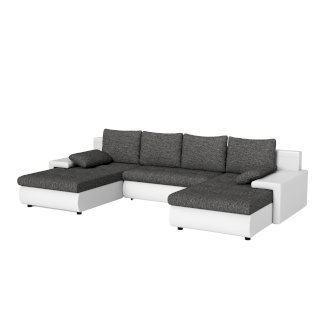 Sofa mit Schlaffunktion LANCONI U-Form schwarz/weiss