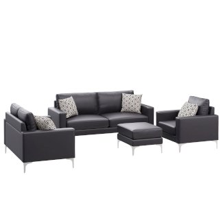 Sofa Set Leder LEX schwarz