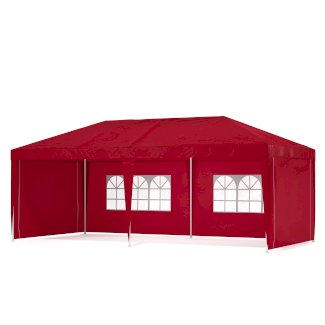Pavillon LINU 6 x 3 m rot inkl. 6 Seitenwände