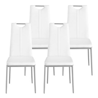 Esszimmerstuhl Leder IVO 4er Set weiss