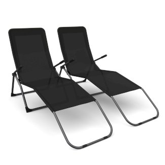 Liegestuhl schwarz 2er Set - Gratisinserat.ch