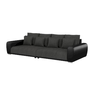 Sofa Leder SAM anthrazit/schwarz