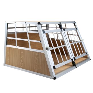 Hundebox Doppelbox Alu S hellbraun