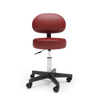 Drehstuhl Rollhocker mit Rückenlehne rot