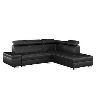 Ecksofa Leder DEBORA rechts schwarz
