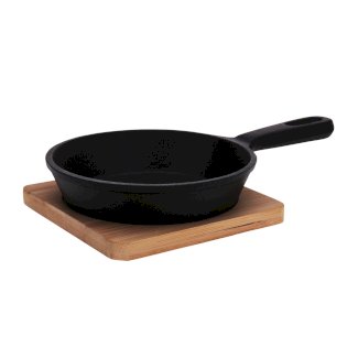 Gusseisenpfanne mit Brett 12.5 cm