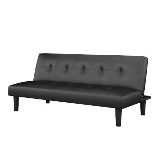 Schlafsofa Leder PUMA schwarz
