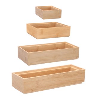 Aufbewahrungsbox Set Bambus 4-teilig
