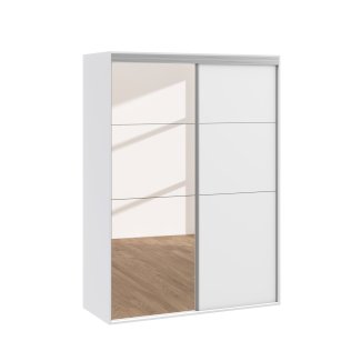 Kleiderschrank Schiebetüren mit Spiegel REVA 150 cm weiss