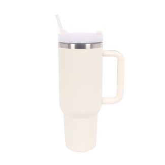 Thermobecher mit Strohhalm 1.1L creme