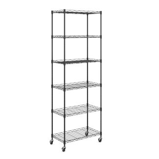 Regal Metall höhenverstellbar auf Rädern 54 x 29 x 160 cm schwarz