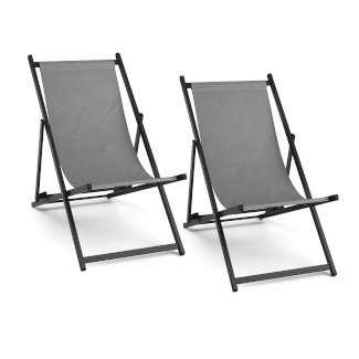 Liegestuhl AAREN 2er Set dunkelgrau/schwarz - Gratisinserat.ch