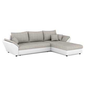 Ecksofa mit Schlaffunktion CAESAR links/rechts weiss/beige