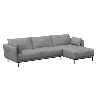 Ecksofa Leder ELVIS rechts grau