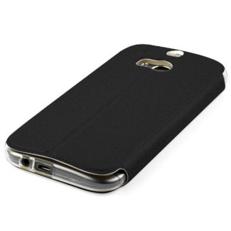 Ledertasche HTC One M8 schwarz/gelb