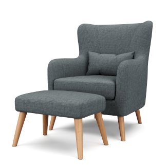 Sessel mit Hocker JARIS anthrazit