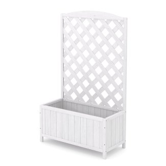 Rankgitter mit Blumenkasten weiss