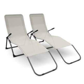 Liegestuhl beige 2er Set