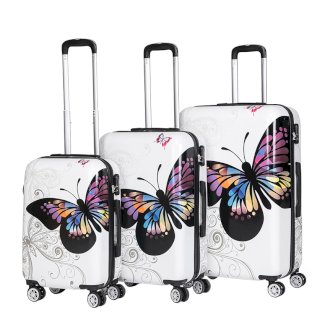 Reisekoffer Hartschalenkoffer BUTTERFLY 3er Set