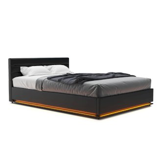 Lederbett LED STARDUST 140 x 200 cm schwarz