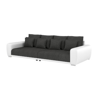 Sofa Leder SAM anthrazit/weiss