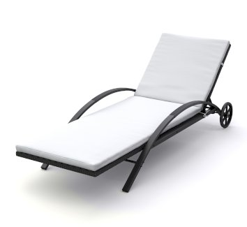 Liegestuhl Rattan LORIS schwarz/weiss