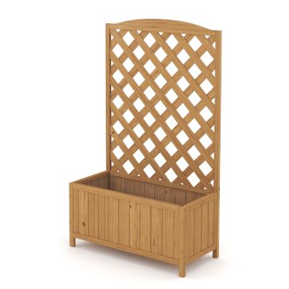 Rankgitter mit Blumenkasten natur