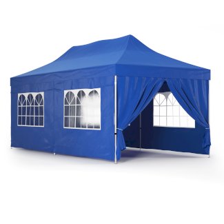 Faltpavillon DINA 6 x 3 m blau inkl. 4 Seitenwände