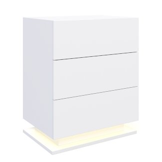 Nachttisch LED MINO mit 3 Schubladen weiss