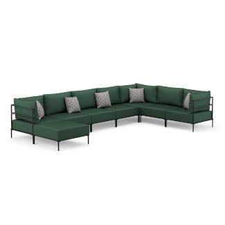 Ecksofa ETHAN Deluxe 6-Sitzer dunkelgrün
