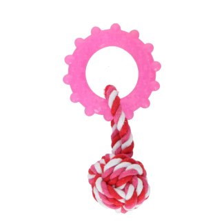 Hundespielzeug Tau Knoten und Beissring 16 cm