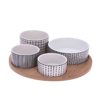 Apéroschale Servierset 5-teilig weiss/schwarz - Gratisinserat.ch