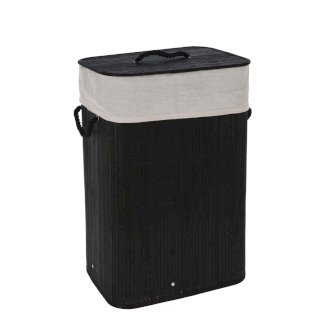 Wäschekorb mit Deckel Bambus schwarz