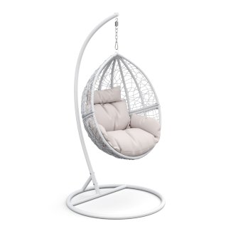 Hängesessel mit Gestell PANAMA weiss/beige