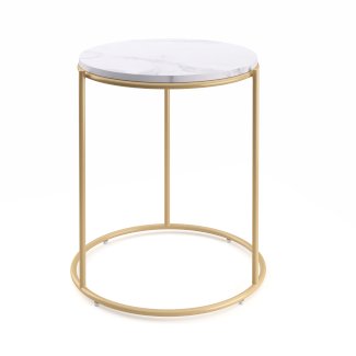 Beistelltisch ELMA rund weiss/gold