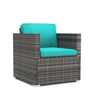 Rattansessel KOS grau/türkis