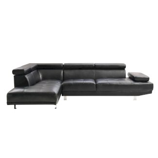 Ecksofa Leder PHILIP links schwarz