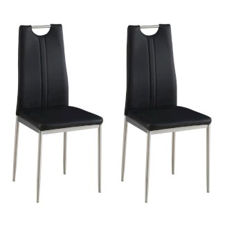 Esszimmerstuhl Leder IVO 2er Set schwarz