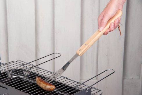Grillgabel aus Edelstahl und Eichenholz