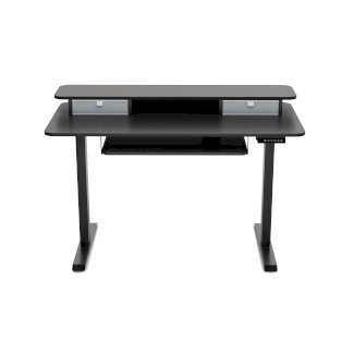 Stehpult elektrisch mit Ablage + Tastaturfach 120 x 60 cm schwarz